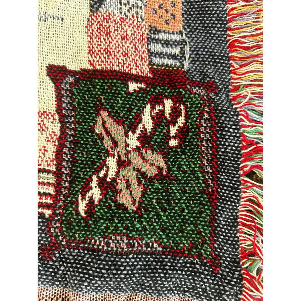 Manual Woodworkers Weavers Christmas Teddy Bear Tapestry Throw Blanket 72x46 USA